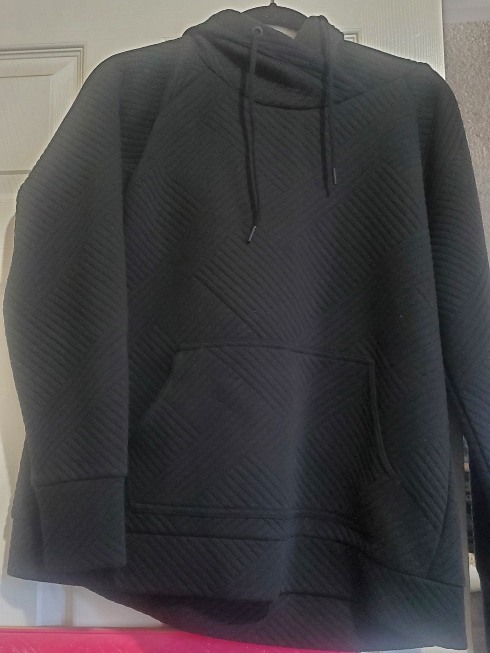 GreenTea Black Quilted Pullover Hoodie